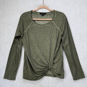 Sanctuary Shirt Womens Small Green Long Sleeve Twist Knot Front Casual Top